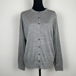 Muji Cardigan Womens Extra Large Grey 100% Wool Washable Japan Minimalist Casual